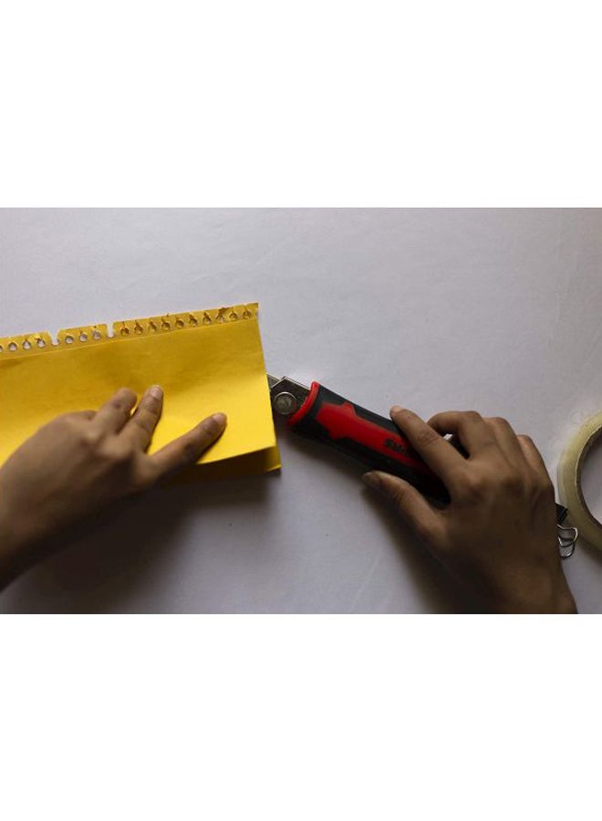 GEEPAS Auto-Retractable Safety 18mm Utility Knife - Portable  Multi-Purpose Outdoor Knife | Ergonomic Handle & Razor-Sharp Blades | Safety Toolkit with Safe  Internal Blade Storage Black/Red/Silver 18mm - Image 4