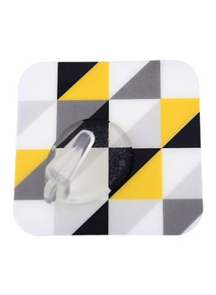 LAWAZIM Lawazim Square Pattern Design D Magic Hook - Mount hooks, Self-adhesive, Hanging hooks, Coat, Robe, Towel, Decorative hooks, Kitchen, Door, Office. White/Grey/Clear 10x18cm  - Image 2