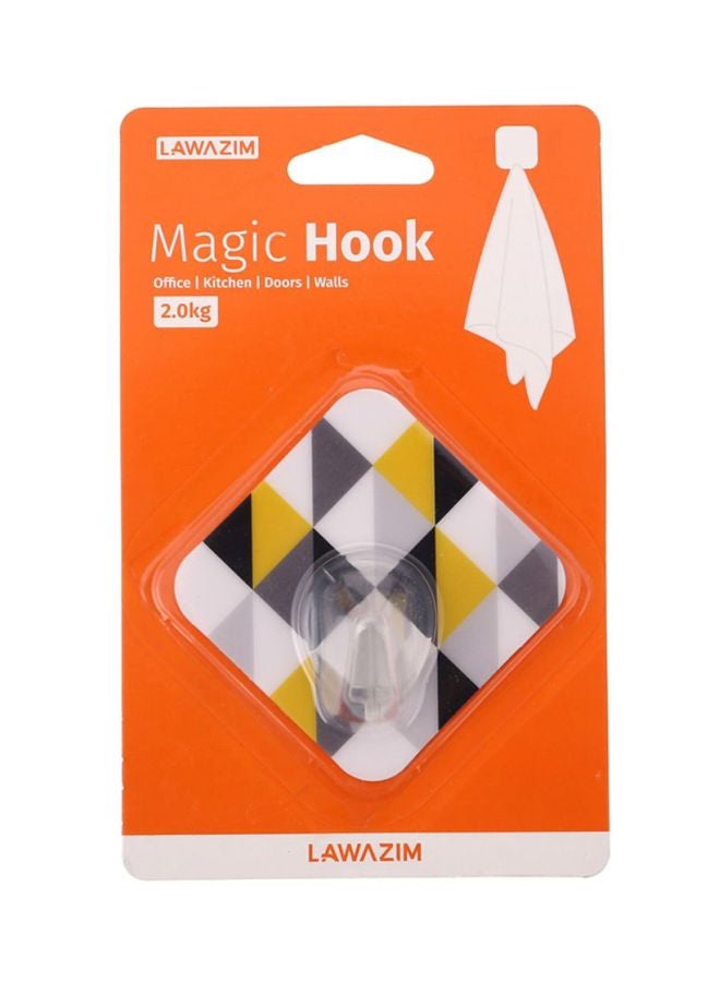 LAWAZIM Lawazim Square Pattern Design D Magic Hook - Mount hooks, Self-adhesive, Hanging hooks, Coat, Robe, Towel, Decorative hooks, Kitchen, Door, Office. White/Grey/Clear 10x18cm  - Image 3