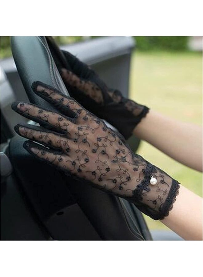 XiuWoo Lace Sunscreen Slip-Resistant Driving Gloves One Size  - Image 1