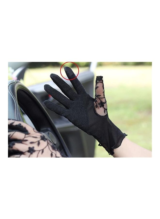 XiuWoo Lace Sunscreen Slip-Resistant Driving Gloves One Size  - Image 3