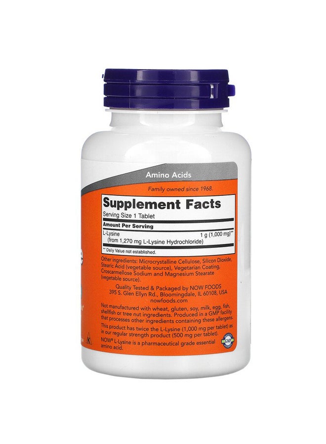 Now Foods L-Lysine Double Strength - 100 Tablets - Image 2