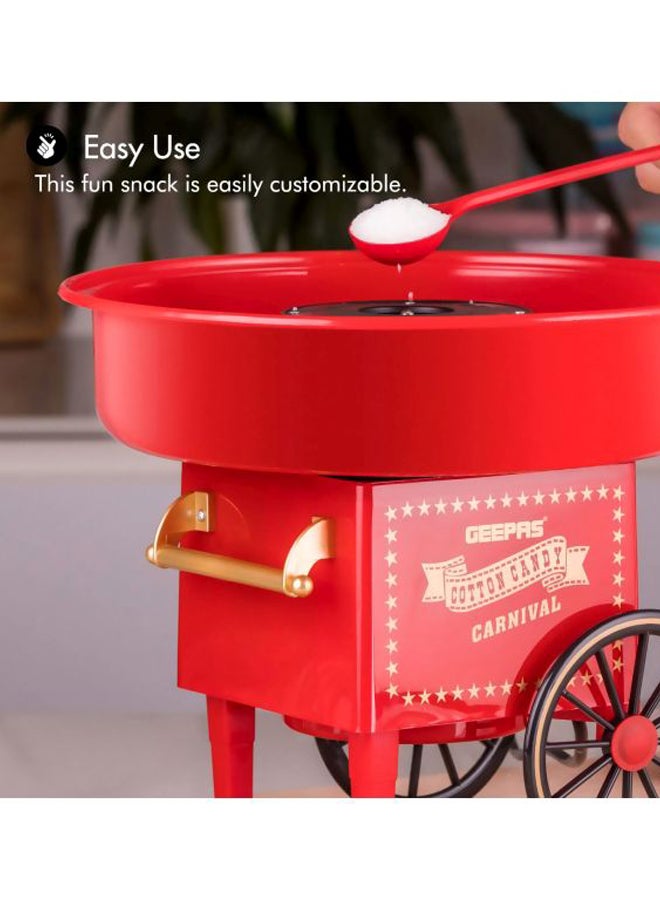 GEEPAS - Cotton Candy Maker, Mini Candy Maker, Retro Style Design | Great Gift for Birthday Parties, Children's Day and Christmas Day | Colour Candy 500 W GCM831 Red/Black - Image 1