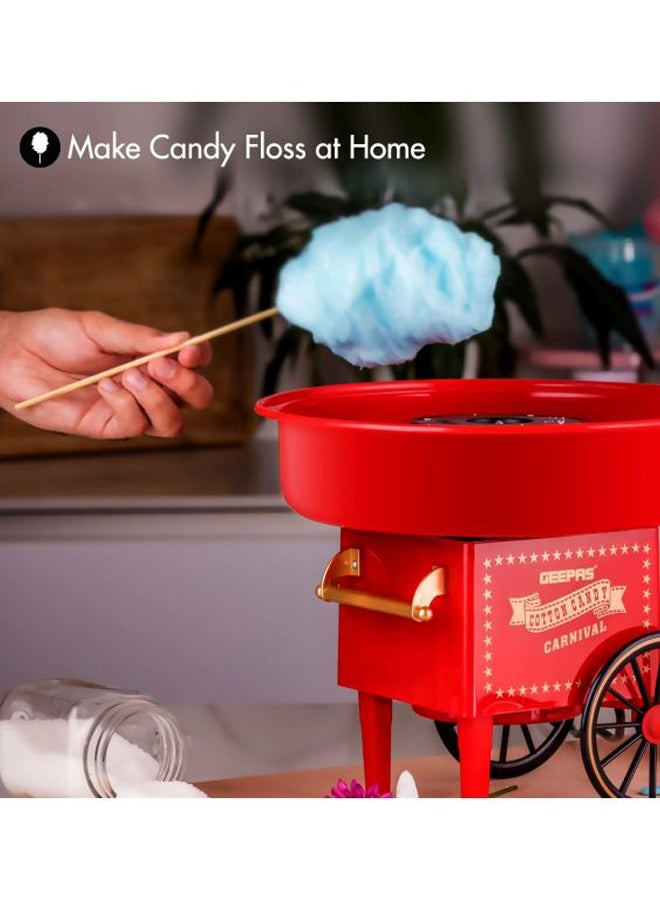 GEEPAS - Cotton Candy Maker, Mini Candy Maker, Retro Style Design | Great Gift for Birthday Parties, Children's Day and Christmas Day | Colour Candy 500 W GCM831 Red/Black - Image 1