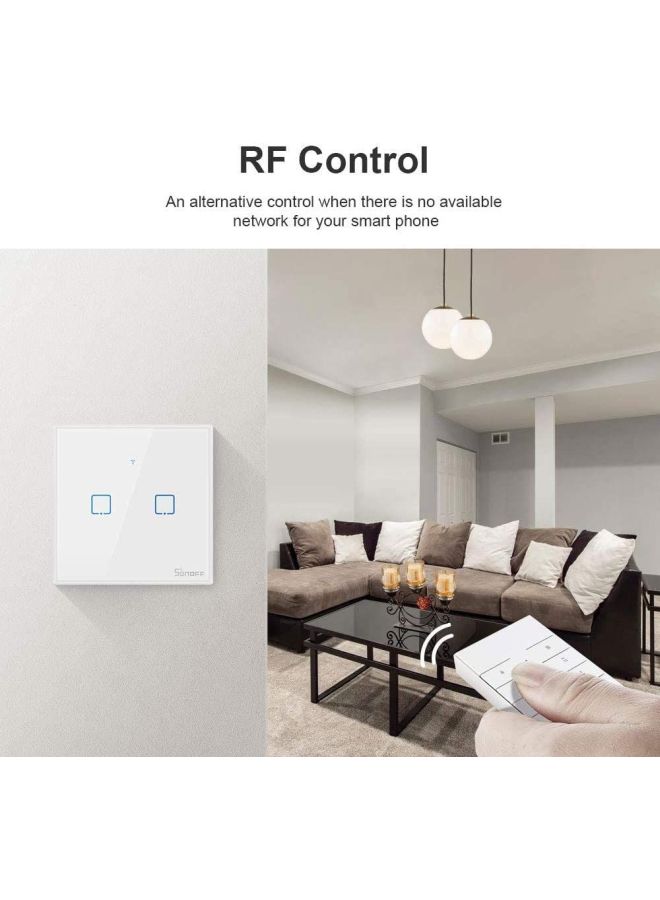 سونوف مفتاح إضاءة T2UK2C-TX مزدوج لاسلكي ذكي بقابسين بريطانيين ثلاثيين ولوح زجاجي يعمل باللمس ويدعم الواي فاي أبيض - Image 5