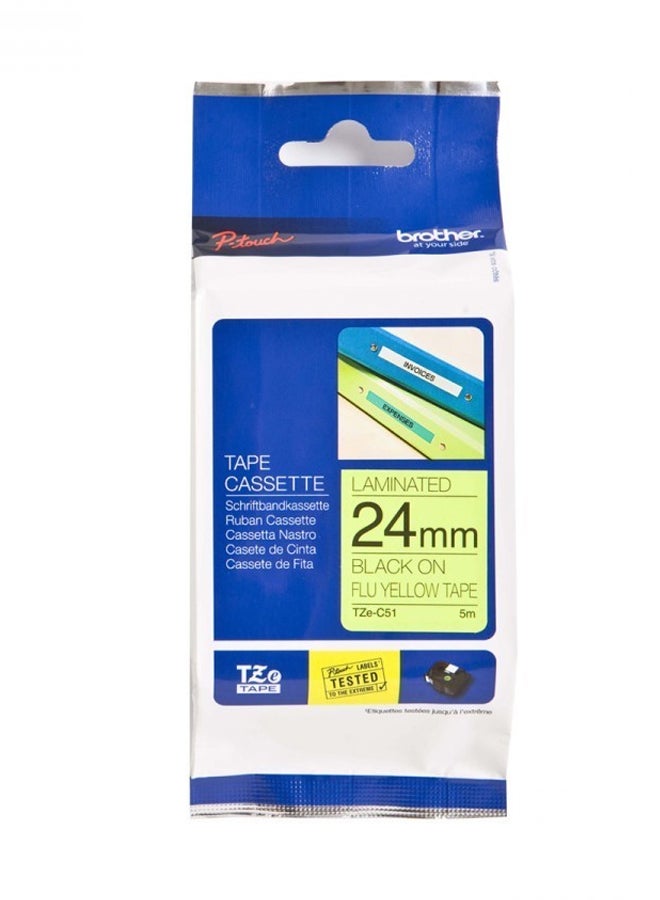 بروذر شريط تسمية مغلف لون أصفر بنص لون أسود، مقاس 9 مم ×8 متر، طراز TZe-621 أسود/أبيض - Image 3