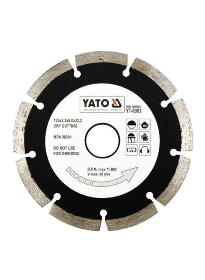 ياتو شفرة ماسية مجزأة من فولاذ صلب مقاس 125 × 2.2 × 22.2 مم طراز YT-6003 أسود/فضي 125*2.2*22.2مم - Image 1