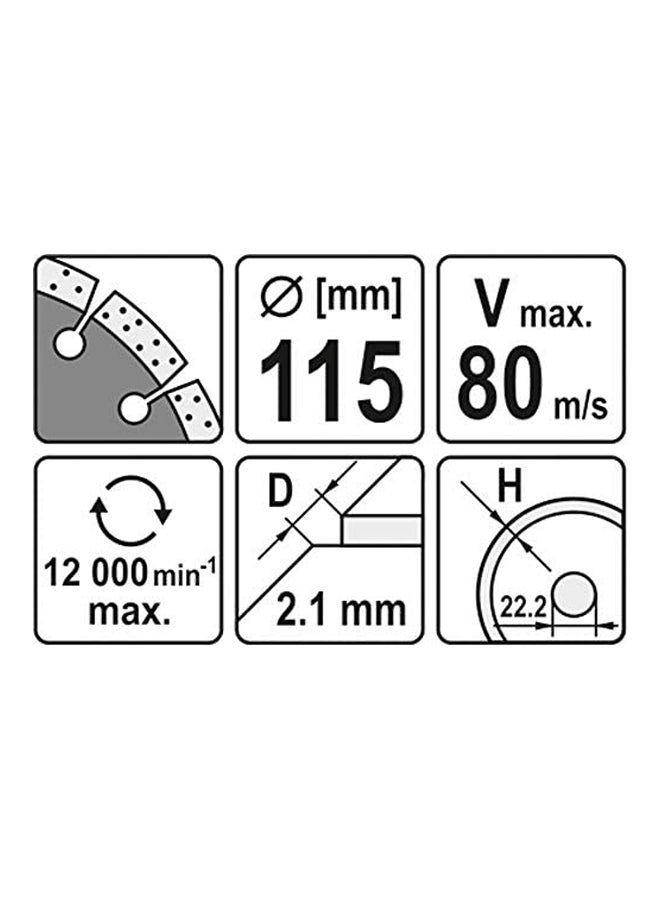Yato Diamond Blade Segmented-HS 115x2.1x22.2mm YT-6002 Silver  - Image 3