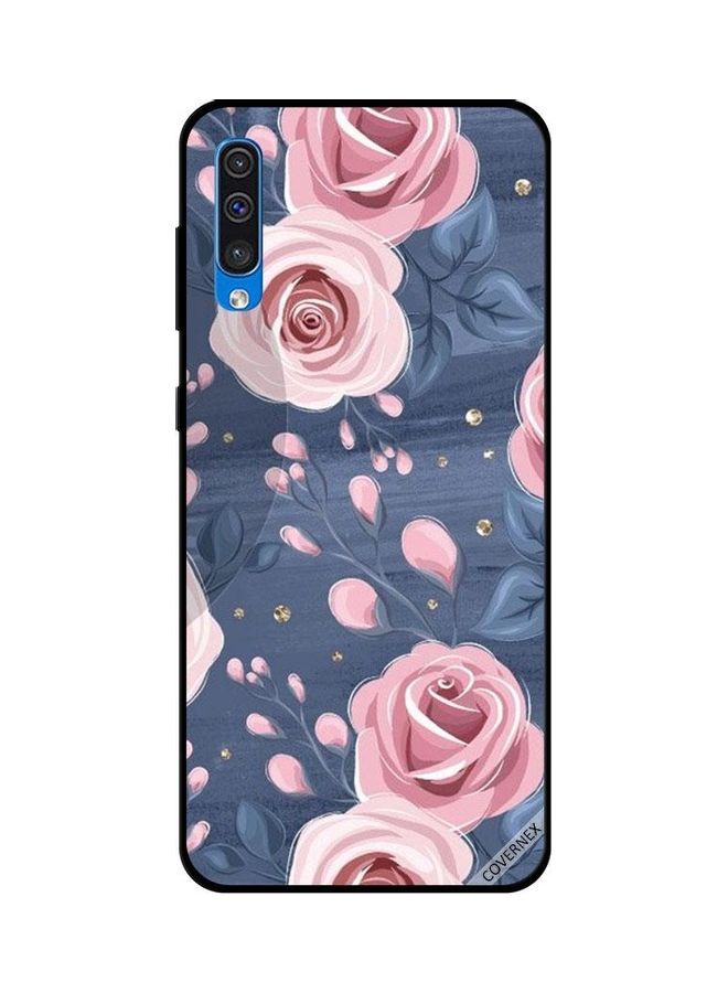 Covernex Protective Case Cover For Samsung Galaxy A50 Pink Flowers And Grey Leaves - Image 1