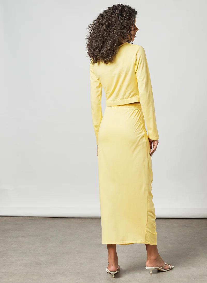 SIVVI for HANIYA Ruched Co-ord Skirt Set Yellow
