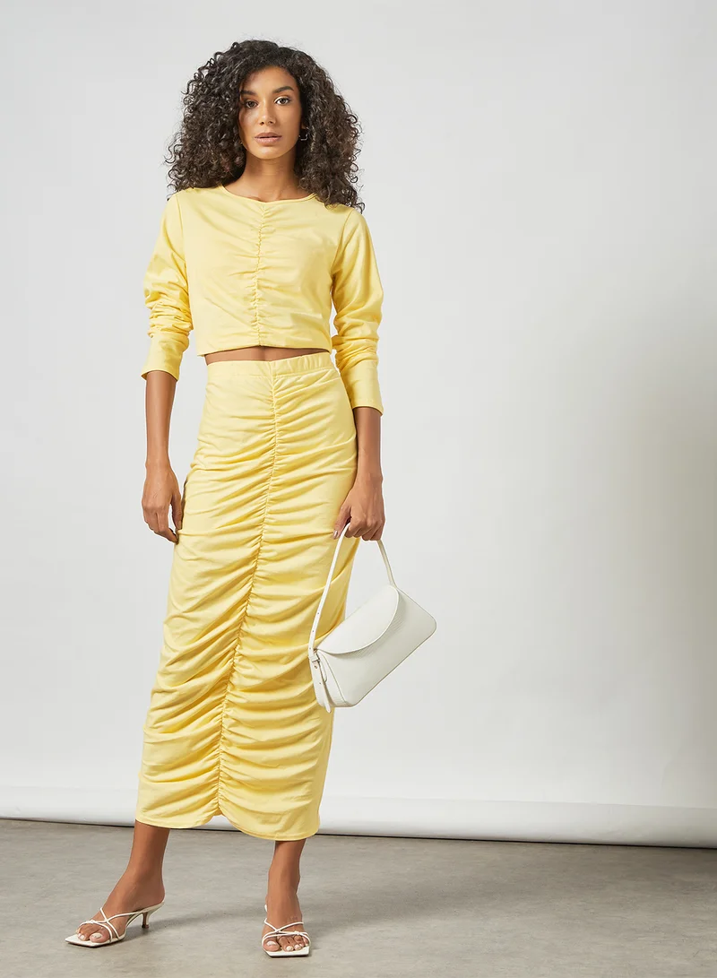 SIVVI for HANIYA Ruched Co-ord Skirt Set Yellow