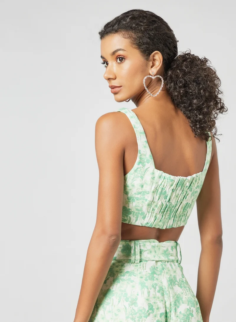 Keepsake Floral Crop Top Green