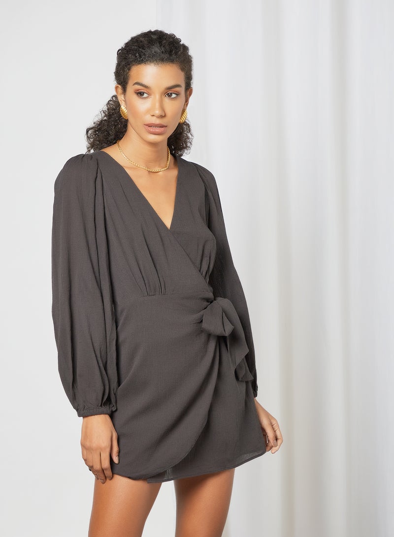 The Fifth - Wrap Mini Dress Black - Image 1