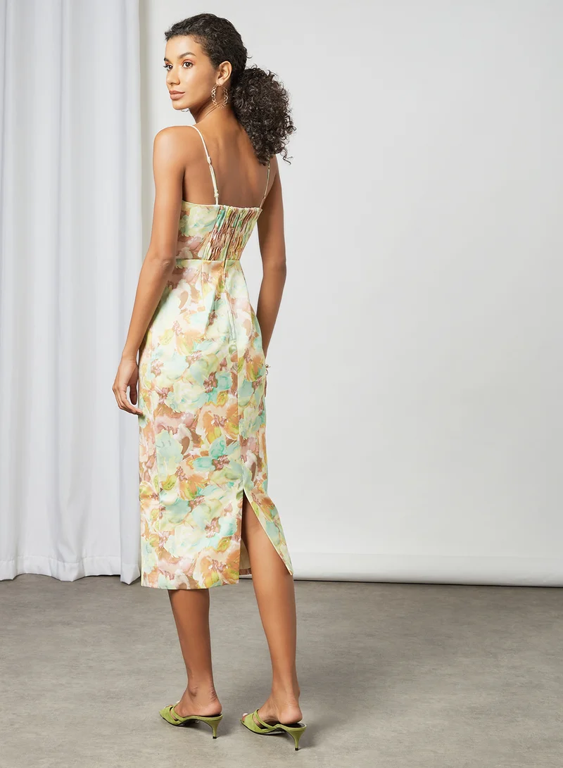 Keepsake Knotted Front Floral Dress Multicolour