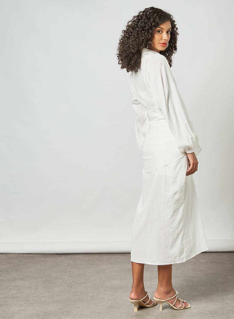 The Fifth - Front Tie Midi Dress Ivory - Image 1