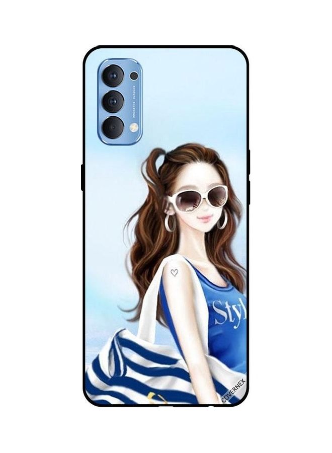 Covernex Protective Case Cover For Oppo Reno4 Blue Shirt Style - Image 1