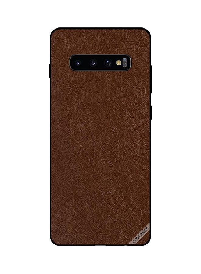 كوفرنيكس غطاء حماية بتصميم جلد لهاتف سامسونج جالاكسي S10 بلس بني