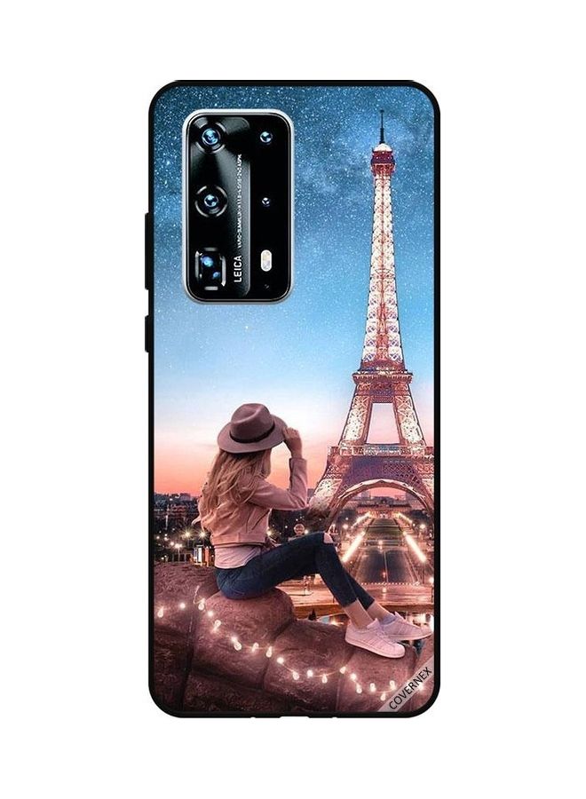 Covernex Protective Case Cover For Huawei P40 Pro+ Brown Hat Girl And Eiffel Tower  - Image 1