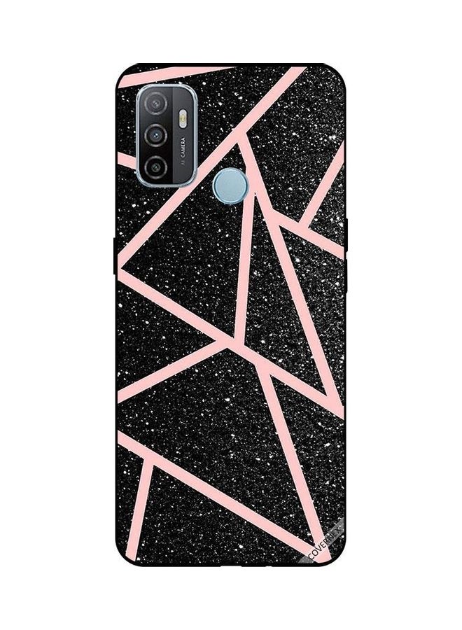 Covernex Protective Case Cover For Oppo A53s Black Glitters Light Pink Paths Pattern - Image 1