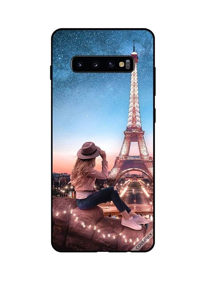 Covernex - Brown Hat Girl And Eiffel Tower Protective Case Cover For Samsung Galaxy S10 Plus Multicolour - Image 1