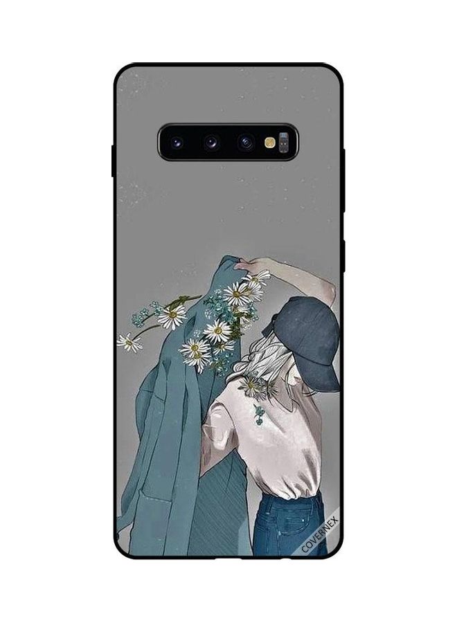 Covernex Samsung Galaxy S10 Plus Protective Case Cover Printed Featuring Cap Girl Wearing Floral Coat DESIGN_0056 - Image 1