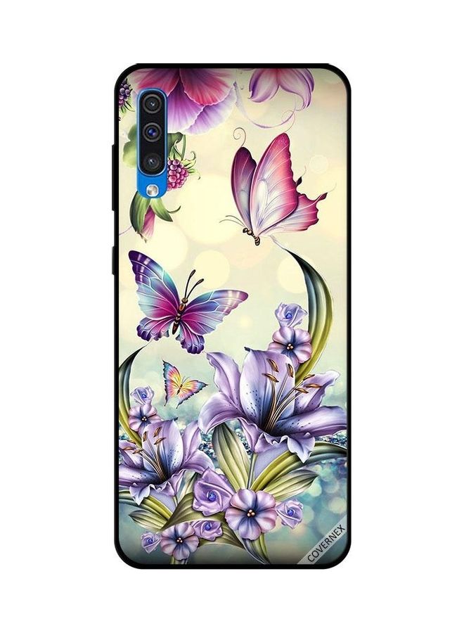 Covernex Protective Case Cover For Samsung Galaxy A50 Purple Flowers And Butterflies - Image 1