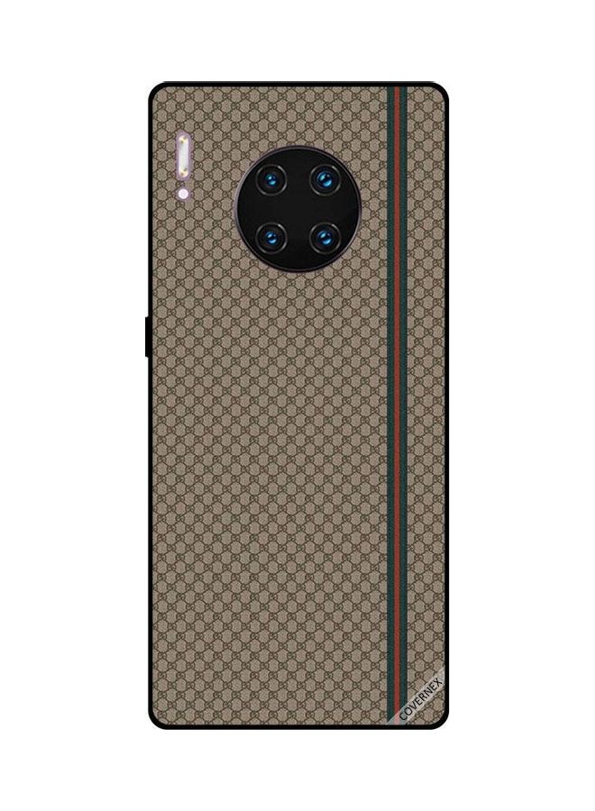 Covernex Huawei Mate 30 Pro Protective Case Cover Printed Featuring Red & Green Strips On Brown Pattern DESIGN_0235 - Image 1