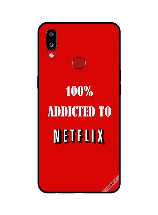 كوفرنيكس غطاء حماية واقٍ لهاتف سامسونج جالاكسي A10S بطبعة عبارة "Addicted To Netflix" - Image 1