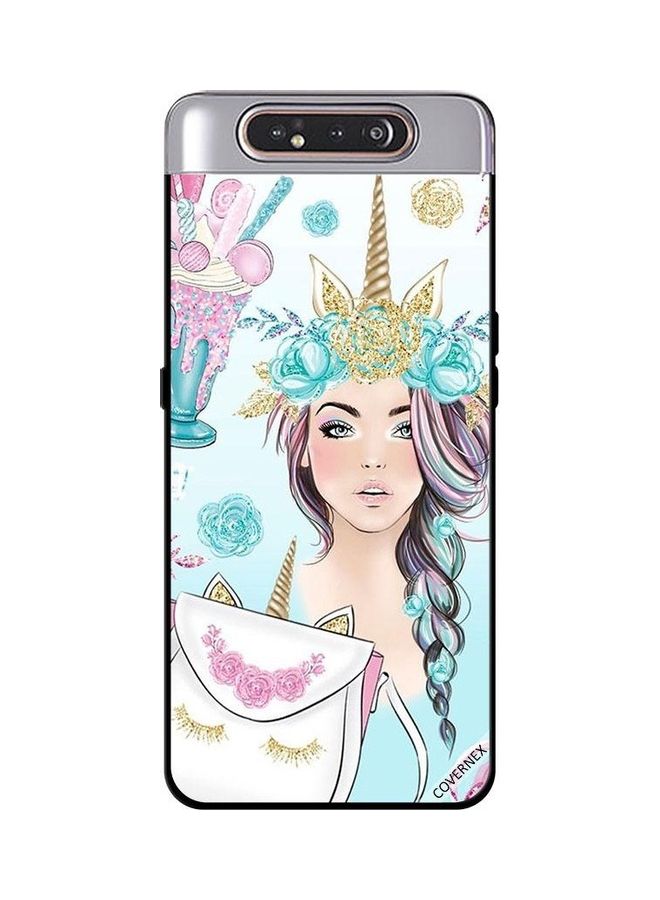 Covernex Protective Case Cover For Samsung Galaxy A80 Eyelashes On Bag And Unicorn Girl - Image 1