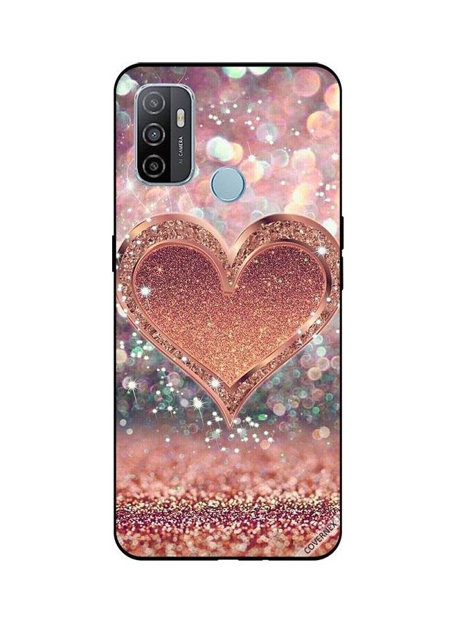 Covernex Oppo A53s Protective Case Cover Printed Featuring Golden Glitter Heart DESIGN_0125 - Image 1