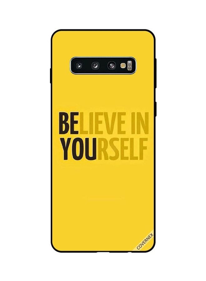 كوفرنيكس غطاء حماية واقِ لهاتف سامسونج جالاكسي S10 تصميم عبارة Believe In Yourself على خلفية صفراء - Image 1