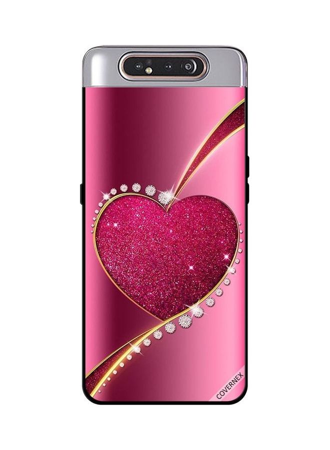 Covernex Samsung Galaxy A80 Protective Case Cover Printed Featuring Pink Diamond Glitter Heart DESIGN_0220 - Image 1