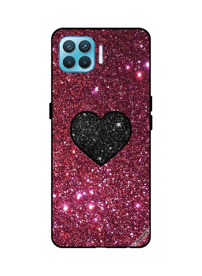 Covernex Protective Case Cover For Oppo F17 Pro Black Heart In Red Glitters - Image 1