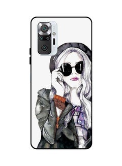 Protective Case Cover For Xiaomi Redmi Note 10 Pro Black Glass Stylish Cute Girl