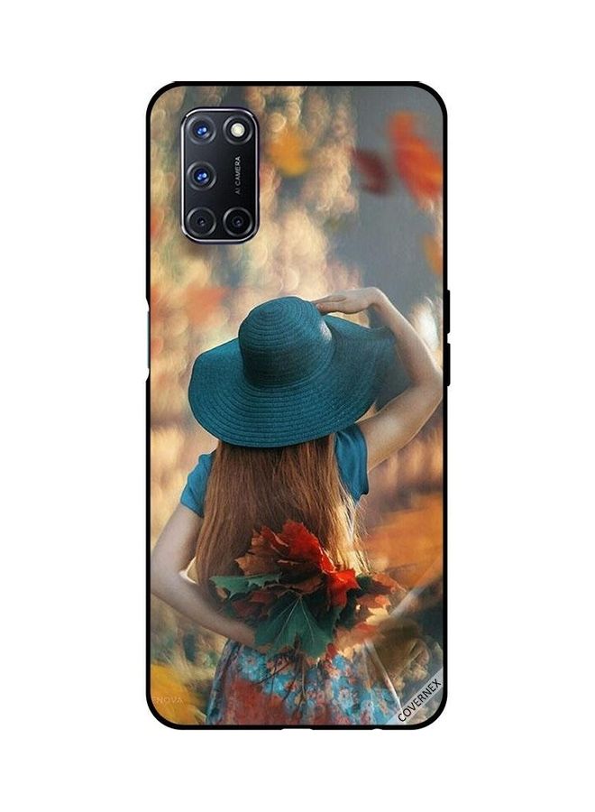 Covernex Oppo A52/A72/A92 Protective Case Cover Printed Featuring Hat Girl Hiding Love Leaves DESIGN_0136 - Image 1