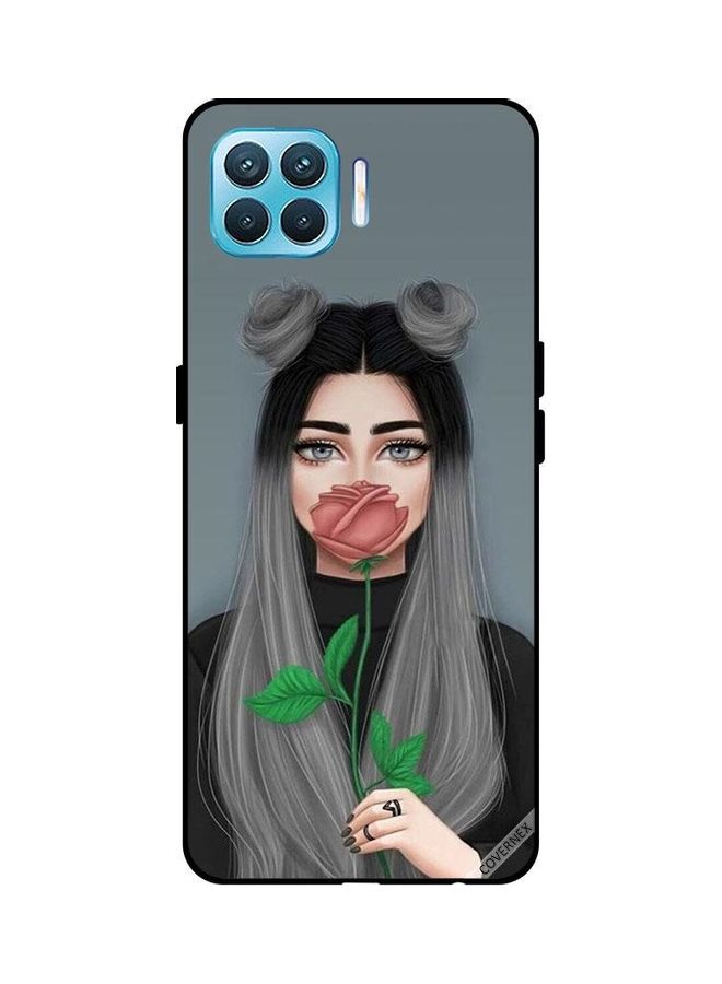 Covernex Protective Case Cover For Oppo F17 Pro Cute Girl Hide Mouth On Peach Rose - Image 1