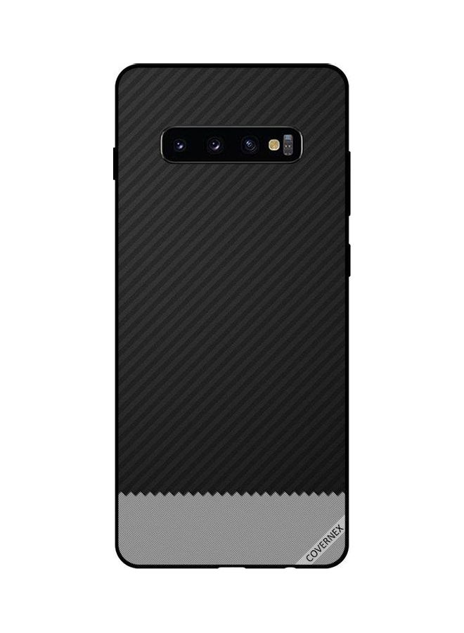 Covernex Samsung Galaxy S10 Plus Protective Case Cover Printed Featuring Black & Grey Strips Pattern DESIGN_0028 - Image 1