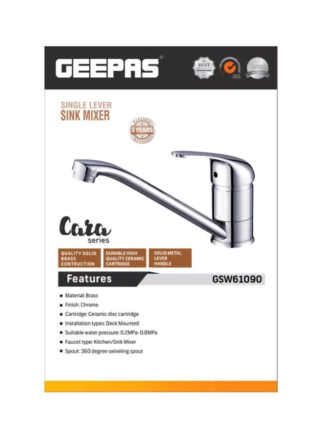 GEEPAS Single Lever Sink Mixer Silver - Image 3