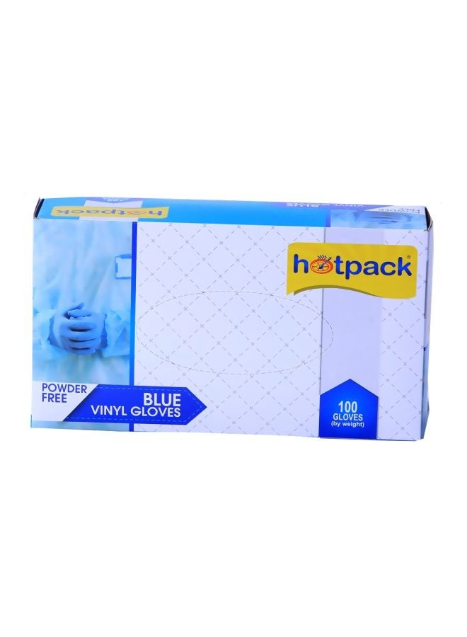 Hotpack 100-Pieces Powder Free Vinyl Gloves Blue Medium  - Image 3