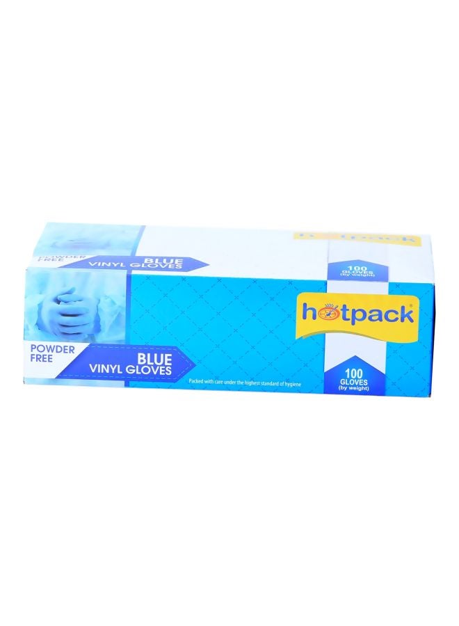 Hotpack 100-Pieces Powder Free Vinyl Gloves Blue Medium  - Image 4