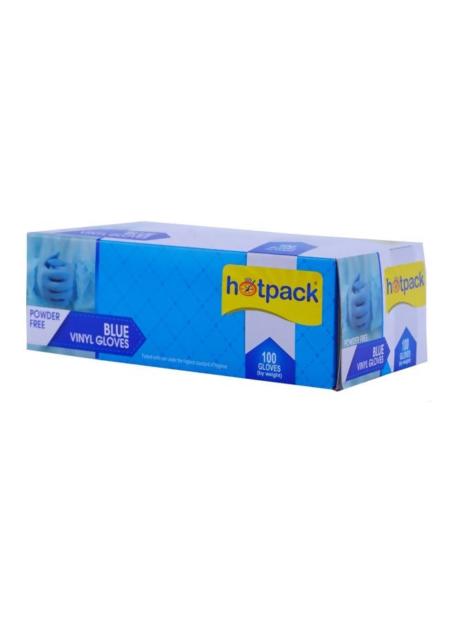 Hotpack 100-Pieces Powder Free Vinyl Gloves Blue Medium  - Image 5