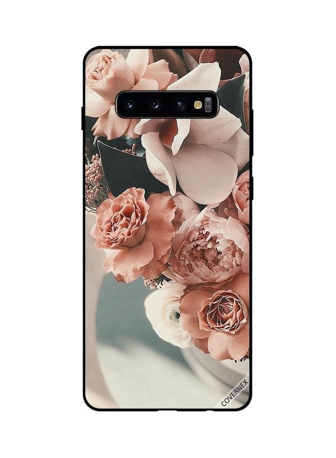 كوفرنيكس غطاء حماية واقٍ بتصميم باقة زهور بلون خوخي لهاتف سامسونج جالاكسي S10 بلس متعدد الألوان - Image 1