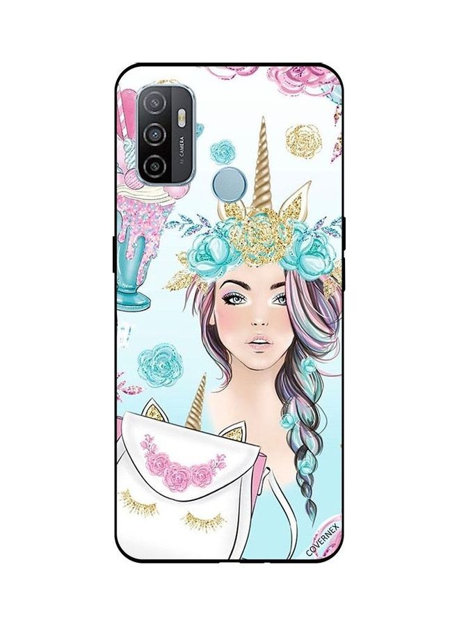 Covernex Eyelashes On Bag And Unicorn Girl Protective Case Cover For OPPO A53/A53S Multicolour