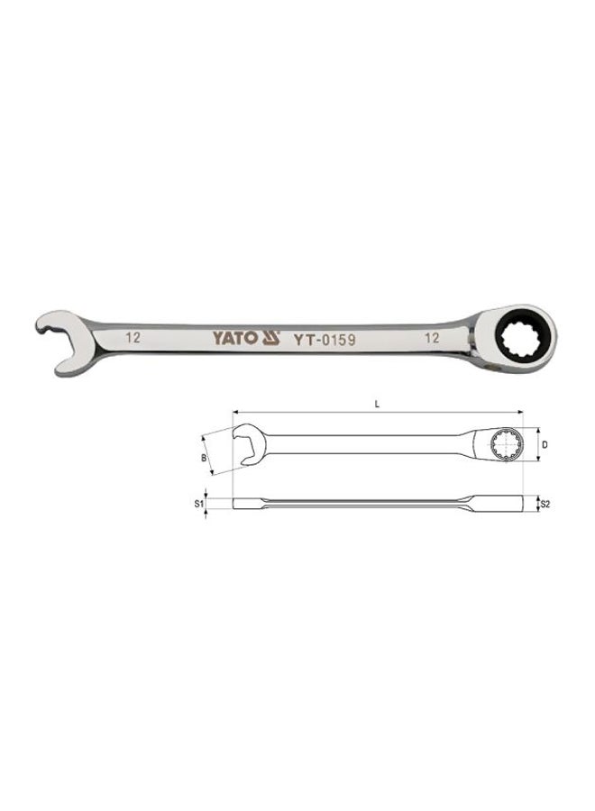 Yato Ratchet Combination Wrench 12mm YT-0159 silver  - Image 2