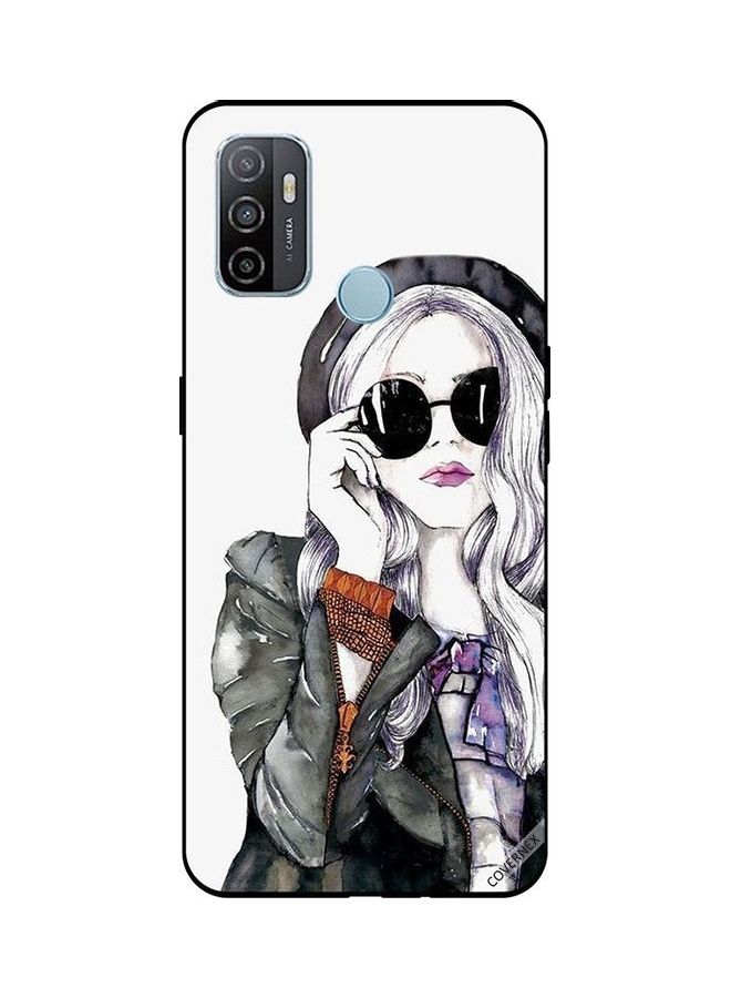 Covernex Protective Case Cover For Oppo A53s Black Glass Stylish Cute Girl - Image 1