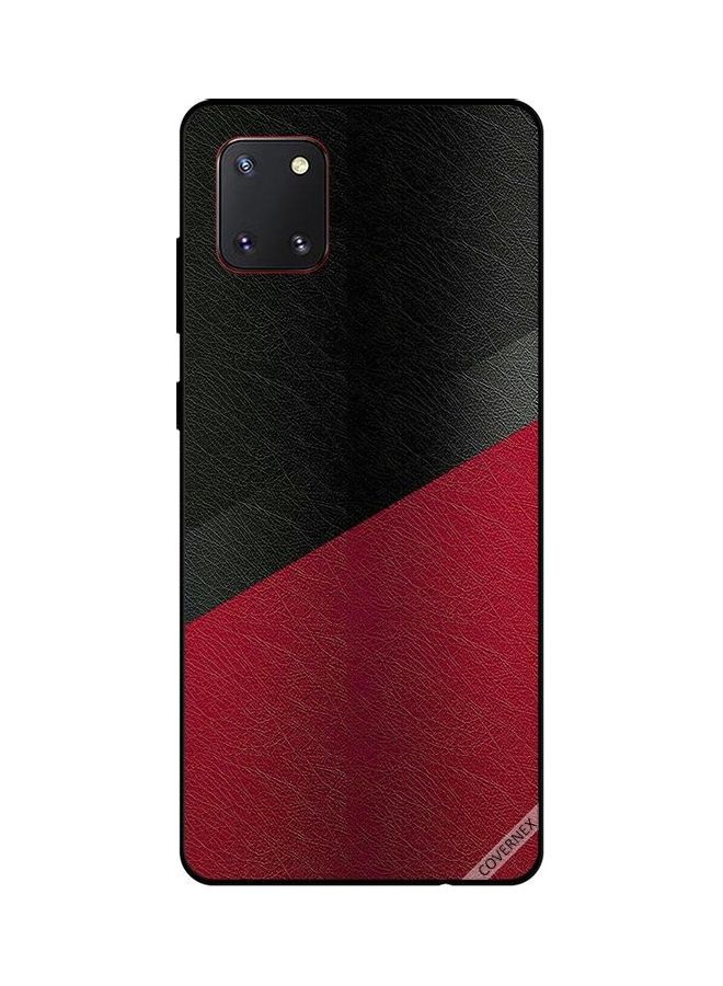 كوفرنيكس غطاء حماية واقٍ لهاتف سامسونج جالاكسي نوت 10 لايت نمط جلد أسود وأحمر - Image 1