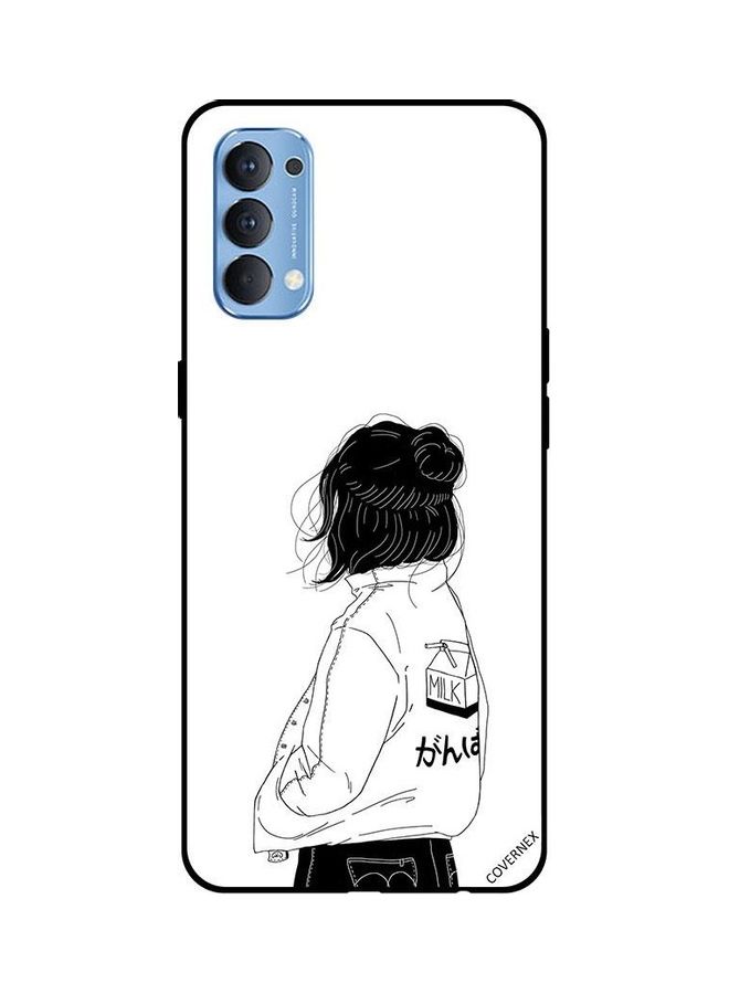 كوفرنيكس غطاء حماية واقٍ لهاتف أوبو رينو 4 مزين برسمة تعبر عن فتاة تفكر بعمق - Image 1