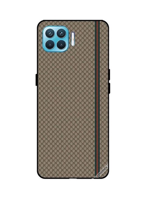 Protective Case Cover For Oppo F17 Pro Red And Green Strips On Brown Pattern