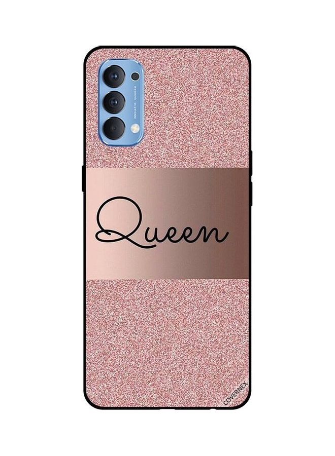 كوفرنيكس غطاء حماية لهاتف أوبو رينو 4 4G طبعة كلمة "Queen" مع خلفية لامعة  - Image 1