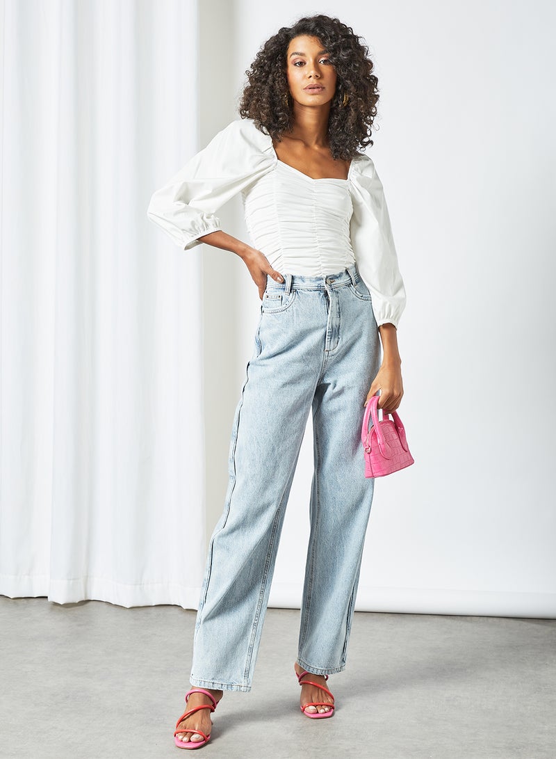PIECES - Puff Sleeve Blouse White - Image 1
